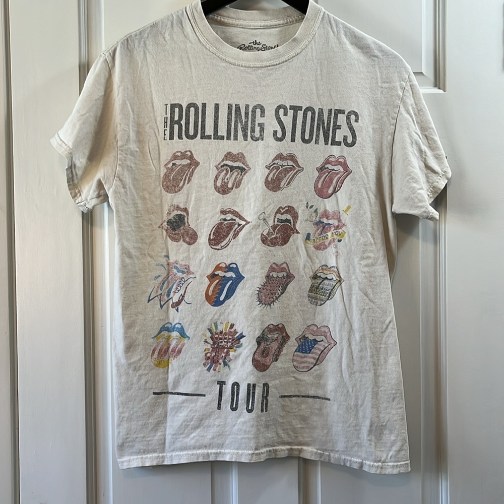 The Rolling Stones Distressed Graphic Logo T Shirt - Size Small/Medium - HOLES